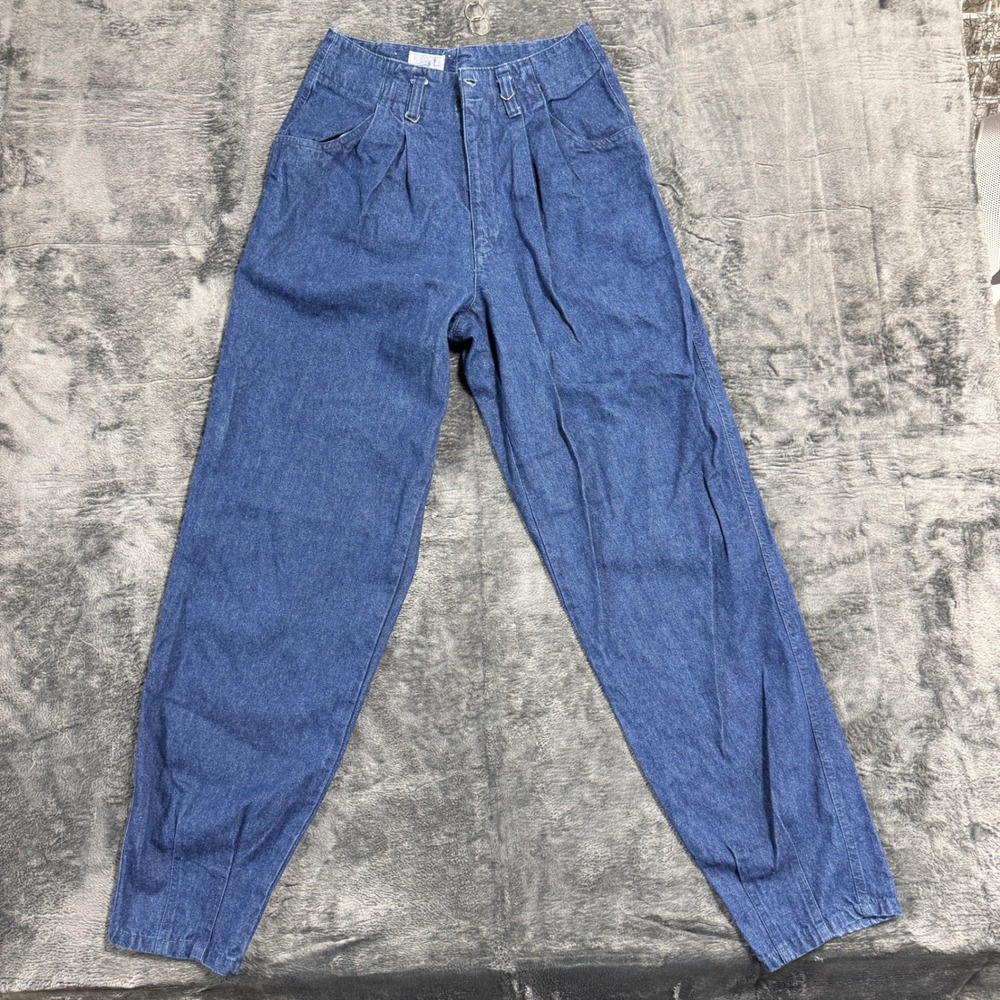 Bugle Boy‎ Vintage Pleated Denim Pants Womens 9/10 Blue High Rise Tapered 90s